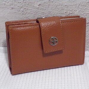 Giani Bernini Genuine Brown Leather Wallet with Silver Accents
